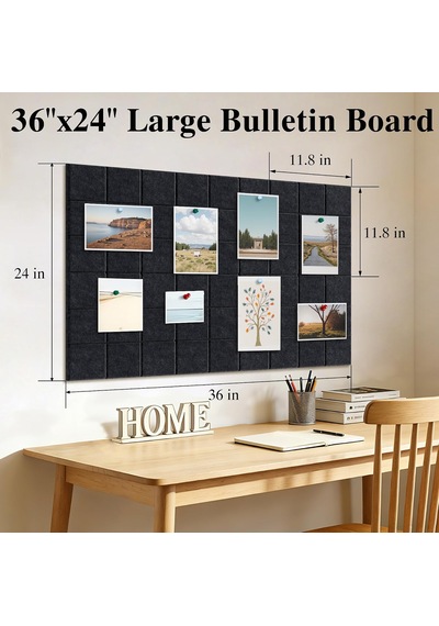 Tr Duvar İçin Büyük Keçe Levha Fayansları, 30 Raptiyeli, 30 Cm X 30 Cm 6'li Paket Pin Panosu Ev Ofis Mutfak İçin D Genel