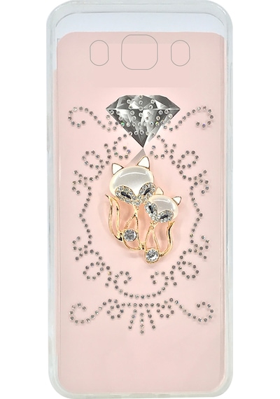 Nettech Samsung Galaxy J500 J5 Uyumlu Taşlı Seri Arka Koruma Kılıf Rose Gold