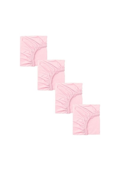 4 Adet 40 X 80 + 10 Cm Anne Yanı Lastikli Penye Kumaş Bebek Çarşafı-pembe