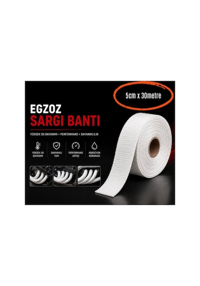 Egzoz Sargı Bandı Yanmaz Sargı Keçesi 30 Metre Beyaz 18525