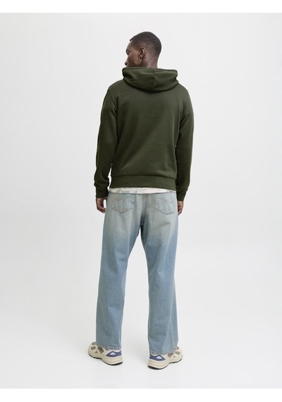 Jack & Jones Erkek Logo Baskılı Kapüşonlu Sweatshirt - Corp Yeşil