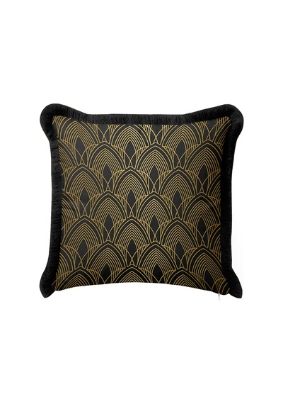 Lüks Art Deco Geometrik Desenli Saçaklı Yastık Kılıfı - Zarif Gold Siyah Püsküllü Kırlent Kılıfı Kadim Ufuk Serenat Lüks Art Deco Geometrik Desenli Saçaklı Yastık Kılıfı - Zarif Gold Siyah Püsküllü Kırlent Kılıfı Kadim Ufuk Serenat