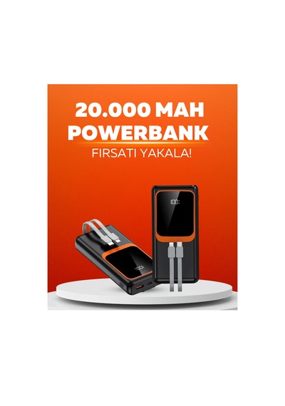 20.000 Mah Powerbank 22.5w Hızlı Şarj, Çok Kablolu, Dijital Göstergeli Açık Mor 00839045