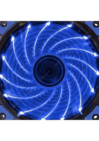 12Cm Kasa Fanı 3D 15 Led Lastik Pad Mavi Renk