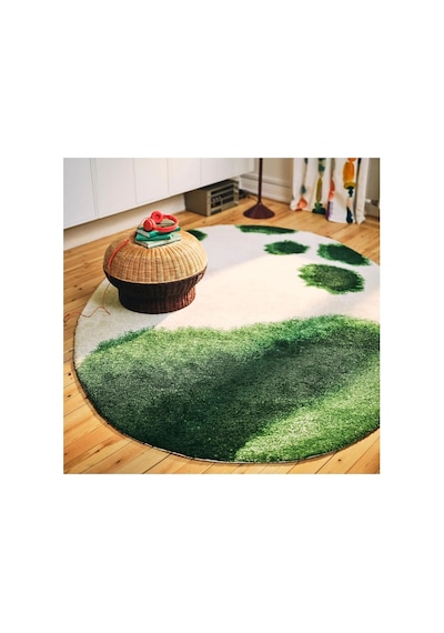 Ikea Ps 2026 Oval Halı 200 X 266 Cm Beyaz - Yeşil