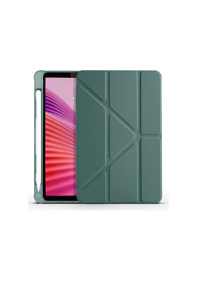 Maks Technology Lenovo Tab One 8.7 Tb-305fu Kılıf Mkst Tri Folding Kalem Bölmeli Standlı Kılıf - Koyu Yeşil Tablet Kılıfı