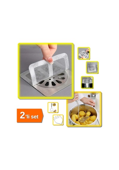 20 Adet Yapışkanlı Gider Koruyucu + Paslanmaz Metal Patates Ezici Püre Yapıcı 27 Cm - 2li Set F9g5a0 Diğer