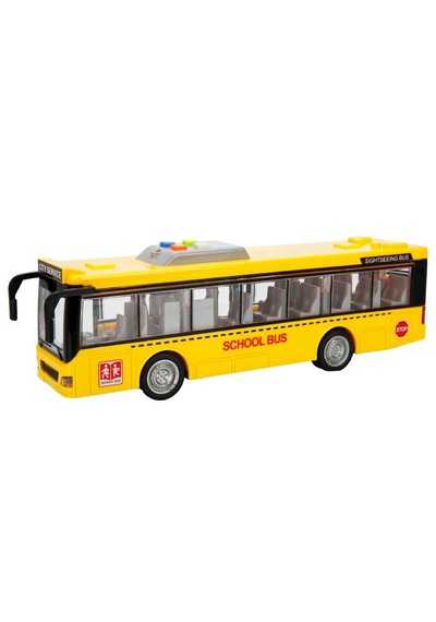 28 Cm Işıklı Ve Sesli Sürtme Mekanizmalı Okul Otobüsü Oyuncak Sarı