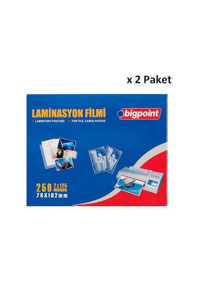 Bigpoint Laminasyon Filmi 78x102mm 125 Mikron 100'lü Kutu X 2 Paket