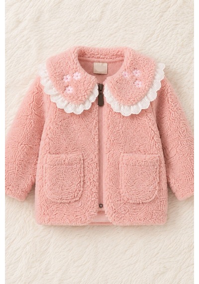 Cantoy Kız Bebek Dantel Ve Nakış Detaylı Bebek Wellsoft Mont Yumuşak Dokulu Hırka Pembe