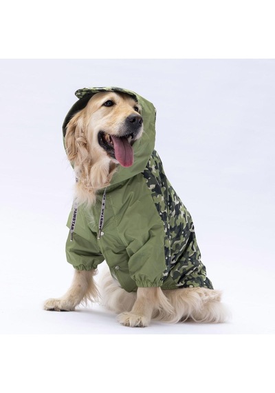 Pawstar Yeşil Dijon Polarlı Su Geçirmez Orta-büyük Irk Köpek Yağmurluğu