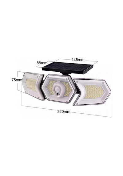 Solar Güneş Enerjili Geniş Açılı Çift Kanat 254 Led 3 Modlu Bahçe N11.4342