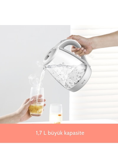 Deerma DEM-SH30W 1.7 L Mavi Işıklı Cam Kettle
