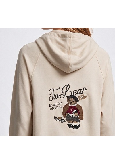 On Kadın Kapüşonlu Tam Fermuarlı Reglan Kol Cepli Sweatshirt Taş