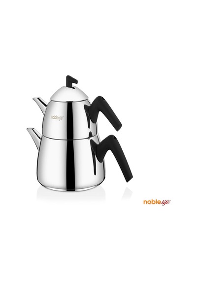 Noble Life Solıd Çelik Çaydanlık Siyah Kulp Çelik