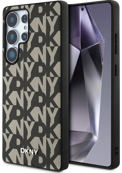 Galaxy Uyumlu S25 Ultra Kılıf Dkny Lisanslı M-safe Şarj Özellikli 3d Yazılı Grid Pattern Kapak Gri
