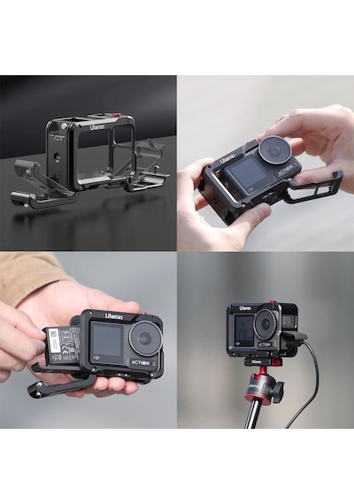Ulanzi Oa-14 Osmo Action 3 4 Ve 5 Pro Uyumlu Metal Aksiyon Kamera Kafesi - 3204a Gri