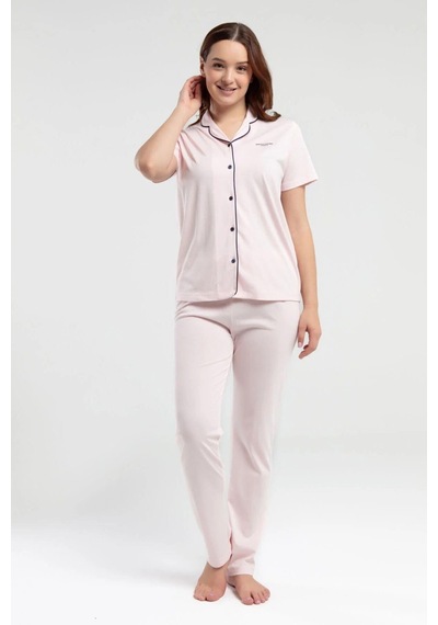 Pierre Cardin 7715 Kadın Kısa Kollu Gömlek Pijama Takımı-somon SOMON