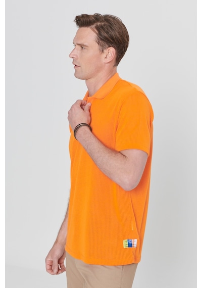 AC&Co / Altınyıldız Classics Erkek Turuncu Regular Fit Rahat Kesim Polo Yaka Baskılı Tişört Turuncu