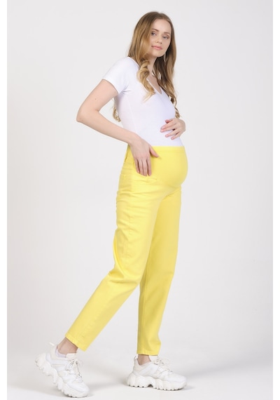 Busa Hamile Mom Fit Kot Pantolon Sarı-sarı