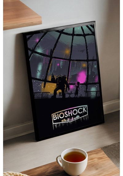Bioshock Siyah Ahşap Çerçeveli Poster, Dekoratif Oyun Duvar Tablosu