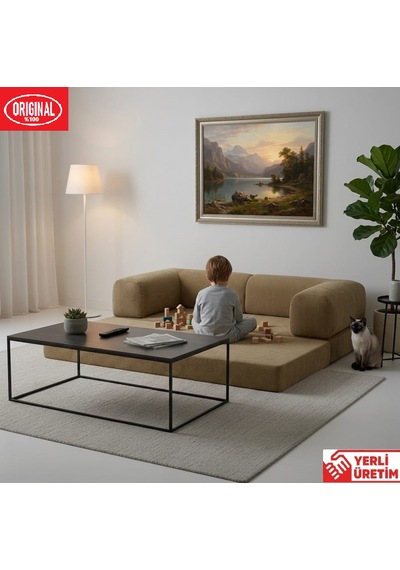 Pleasant K180x90 Sünger Kanepe Modüler Kadife Kumaşlı Koltuk Bej