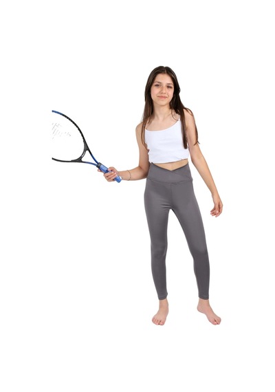 Erdem Kıds Kız Çocuk Yüksek Bel Kruvaze Kemer, Koşu, Yürüyüş, Casual, Spor, Atletik, Egzersiz, Fittness Tayt Antrasit Antrasit