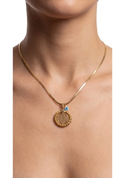 Solis Medallion Kolye Krem