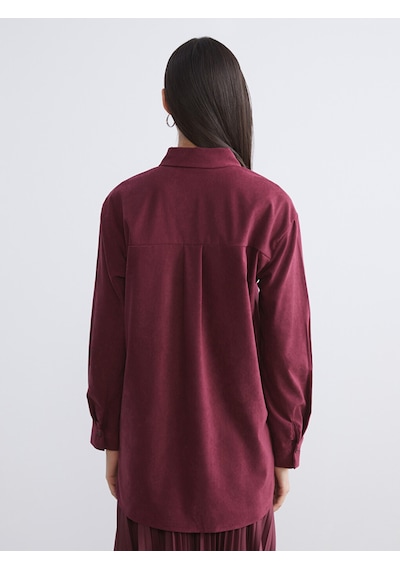 Lcw Modest Bordo Süet Görünümlü Kadın Gömlek Tunik
