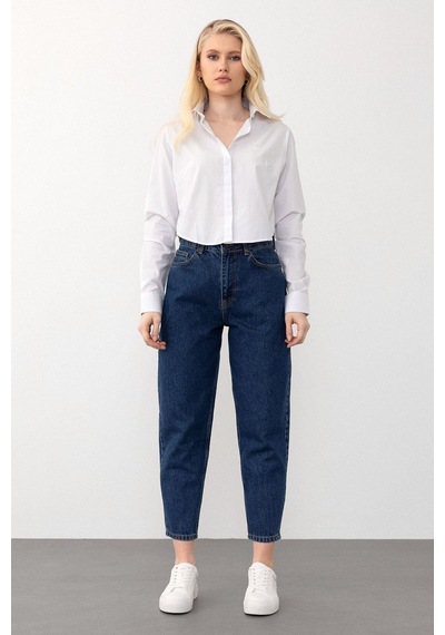 Olcay Yüksek Bel Carrot Fit Jean Pantolon Koyu Mavi 7573