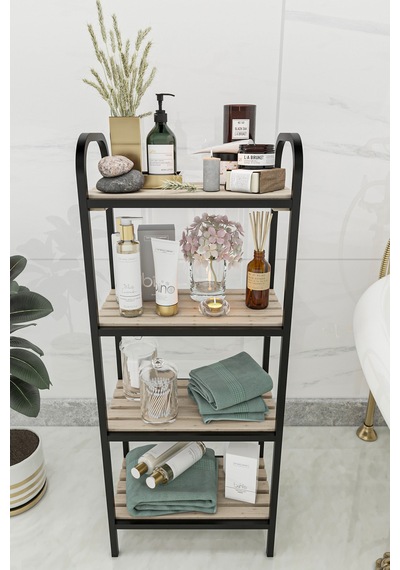 Bino Banyo Düzenleyici 4 Raflı Banyo Dolabı Açık Kahverengi Bino Banyo Düzenleyici 4 Raflı Banyo Dolabı Açık Kahverengi