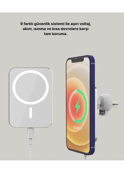 Apple Uyumlu 15w Magnetıc Wireless Araç Şarjı Araç Şarj Aleti