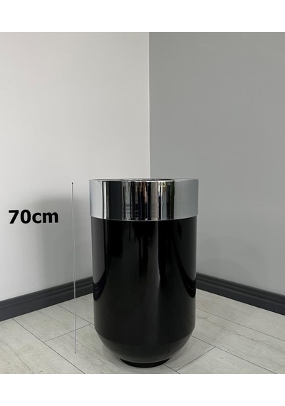 Dekoratif Krom Darbuka Parlak Siyah Saksı 70cm