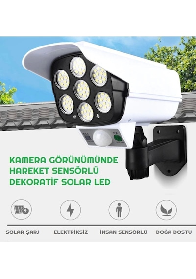 Kamera Görünümlü Hareket Sensörlü Uzaktan Kumandalı Solar Bahçe Lambası