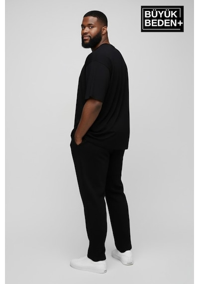 Superlife Erkek Büyük Beden Willamsburg Brooklyn Baskılı 3xl-6xl Bisiklet Yaka Tshırt Spr26bts510-16 Siyah