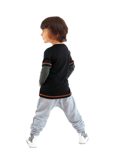 Denokids Rhino Erkek Çocuk Siyah T-shirt Eşofman Altı Takım Siyah