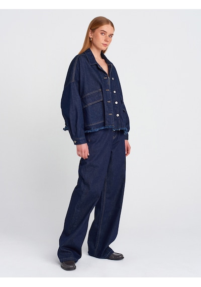 Dilvin 65362 Rins Yıkama Oversize Denim Mont Lacivert