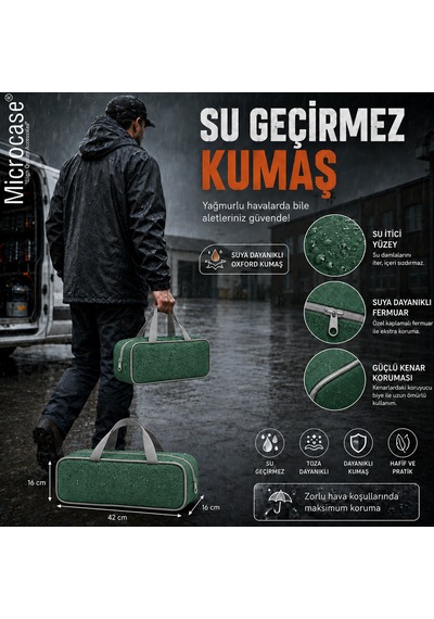 Microcase Su Geçirmez El Tutacaklı Takım Ve Hırdavat Çantası Al5640 Yeşil -