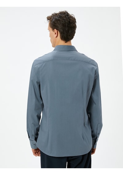 Koton Basic Gömlek Slim Fit Yarım İtalyan Yaka Düğmeli Antrasit 4sam60170hw Koton Basic Gömlek Slim Fit Yarım İtalyan Yaka Düğmeli Antrasit 4sam60170hw