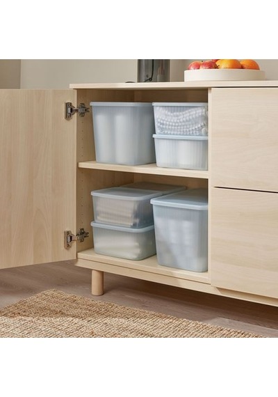 Ikea Rykta Kapaklı Kutu, Şeffaf Gri-mavi, 12x18x12 Cm/1.5 Lt