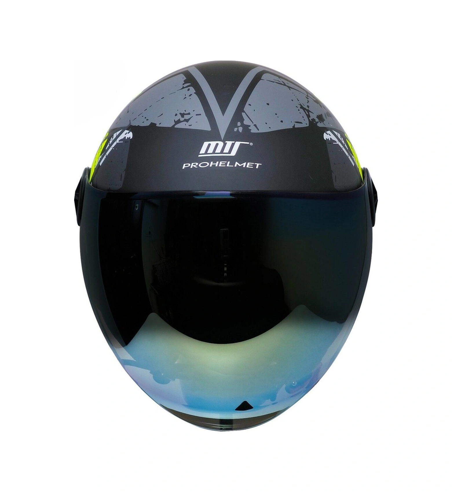 Motosiklet Yarım Kask Siyah Vizör R22.06 Sertifika Fiber Material Neon Camo Motor Kaskı Gri