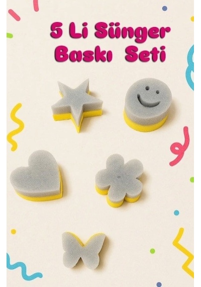 Sünger Eva Baskı Seti 5 Li 1 Paket Sünger Baskı Eva Şekilli Sünger Boya Damga Okul Öncesi Kreş Anasınıfı Etkinlik