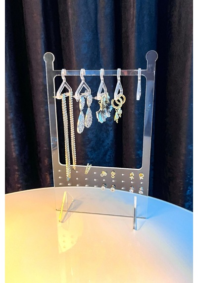 Kl-ta2521s - Şeffaf Pleksi Takı Standı 5 Askılı Küpe Ve Takı Organizeri 14-22 Cm