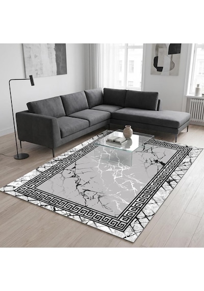 Gri Mermer Desenli Halı Dijital Baskılı Kaymaz Tabanlı Modern Salon Oda Halısı Dijital Baskı Halı 7