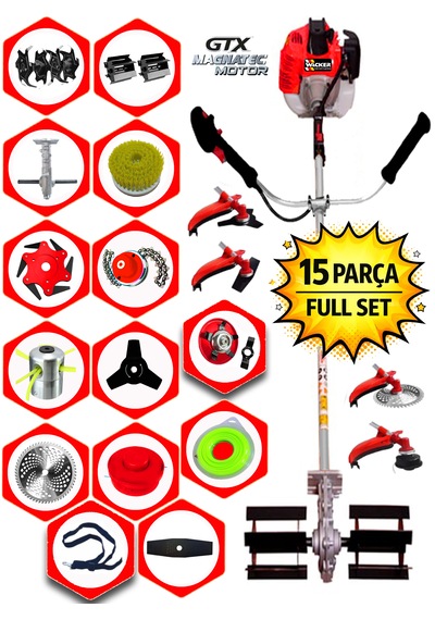 Prowackers German Kavrıx-735 Seri Yan Tip Tırpan+ Akrobat Çapalama + Toprak Eşeleme 15 Parça Temizlik Seti