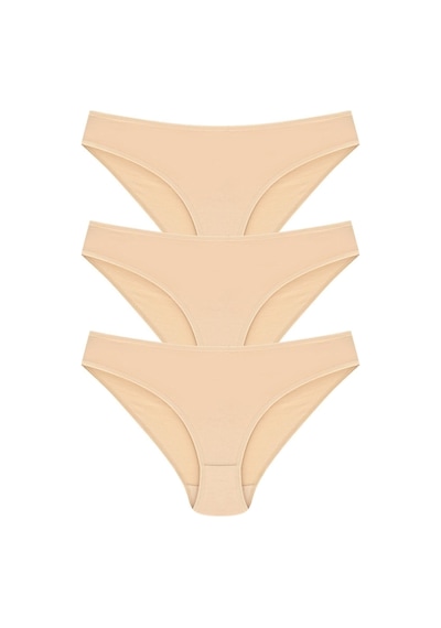 %100 Pamuk Bikini Model Külot 3'lü Paket Ten