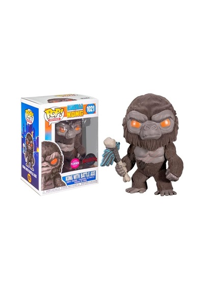 Funko Pop Godzilla Vs Kong Pop Vinyl - Flocked Kong With Battle Axe Exclusive