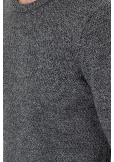 U.S. Polo Assn. Erkek Regular Fit Bisiklet Yaka Gri Melanj Kazak 50297049-VR086