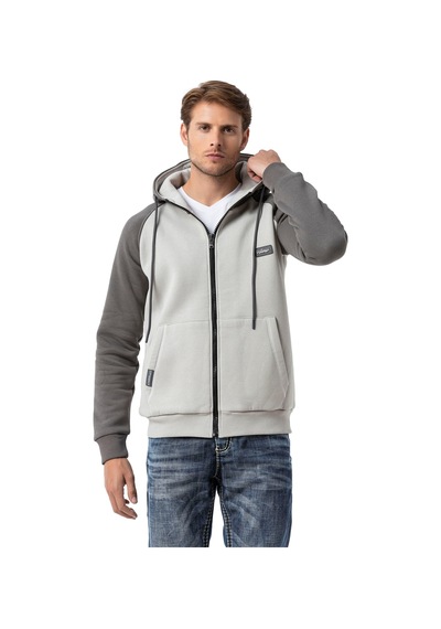Cipo & Baxx Erkek Kapüşonlu Regular Fit Renk Bloklu Sweatshirt Cl579 Gri