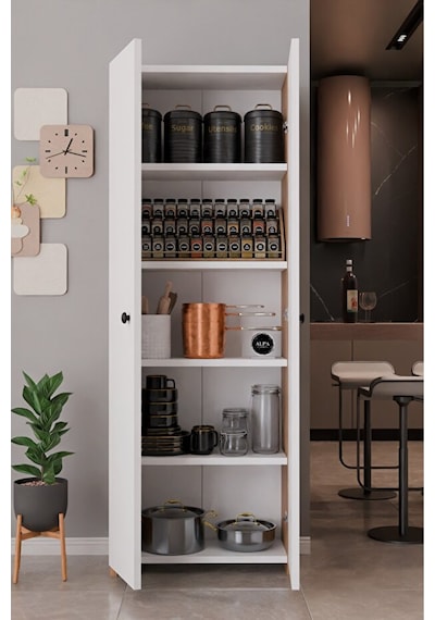 150 Cm 2 Kapaklı 5 Raflı Çok Amaçlı Mutfak Dolabı Kiler Düzenleyici Organizer Ve Erzak Dolabı Beyaz - Atlantik Çam 150 Cm 2 Kapaklı 5 Raflı Çok Amaçlı Mutfak Dolabı Kiler Düzenleyici Organizer Ve Erzak Dolabı Beyaz - Atlantik Çam